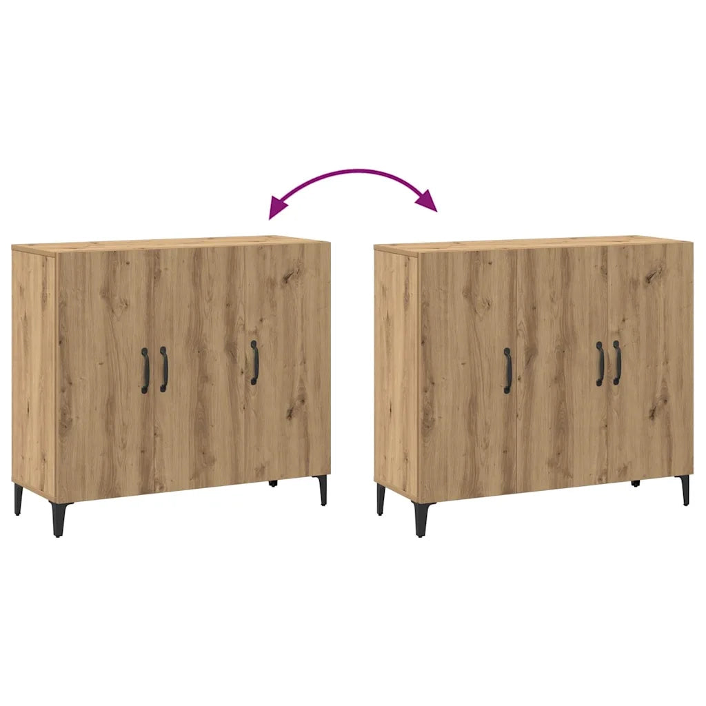Credenza Rovere Artigianale 90x34x80 cm in Legno Multistrato 856893
