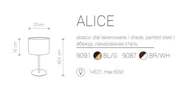 Lampada da tavolo Nowodvorski Alice nera in tessuto E27