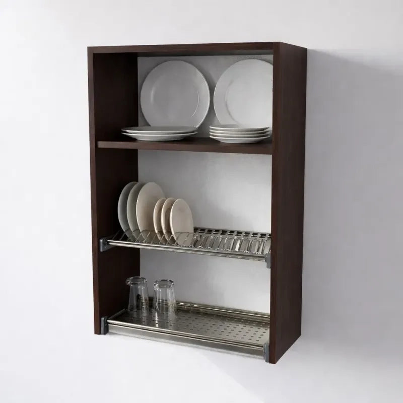 Pensile Scolapiatti H 90X L 60X P 33 Completo Di Scolapiatti In Acciaio Inox. Spedizione In Kit In Colore Wenge
