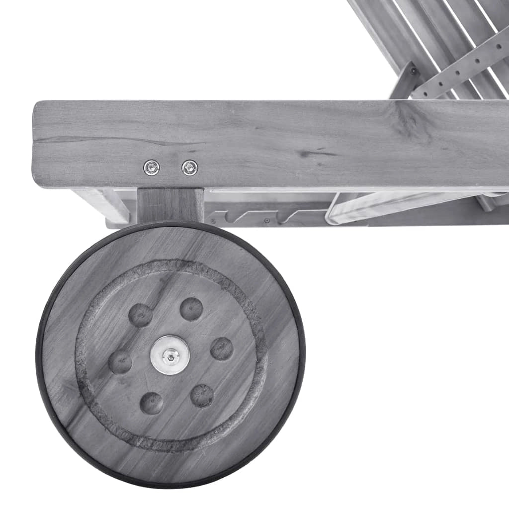 Lettino prendisole sedia a sdraio lettino prendisole letto da giardino mobili da esterno per patio con cuscino grigio legno massello di acacia 02_0012486