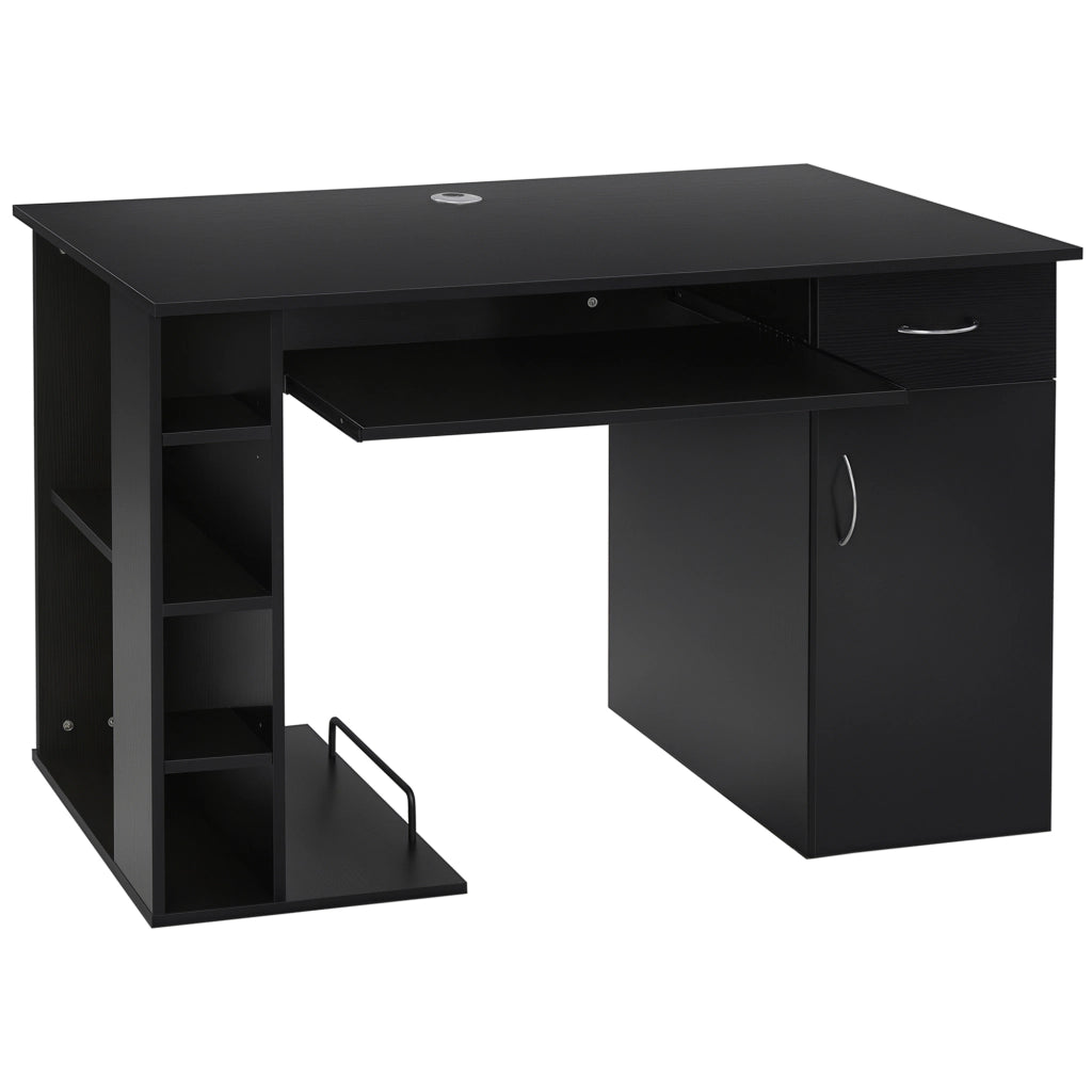Scrivania Computer con Ripiano e Cassetto - Zephmum - MDF Nero 120x60x74 cm