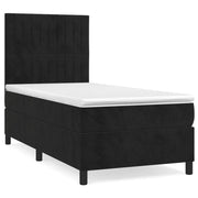 Letto singolo | Letto per adulti | Giroletto a Molle con Materasso Nero 90x190 cm in Velluto
