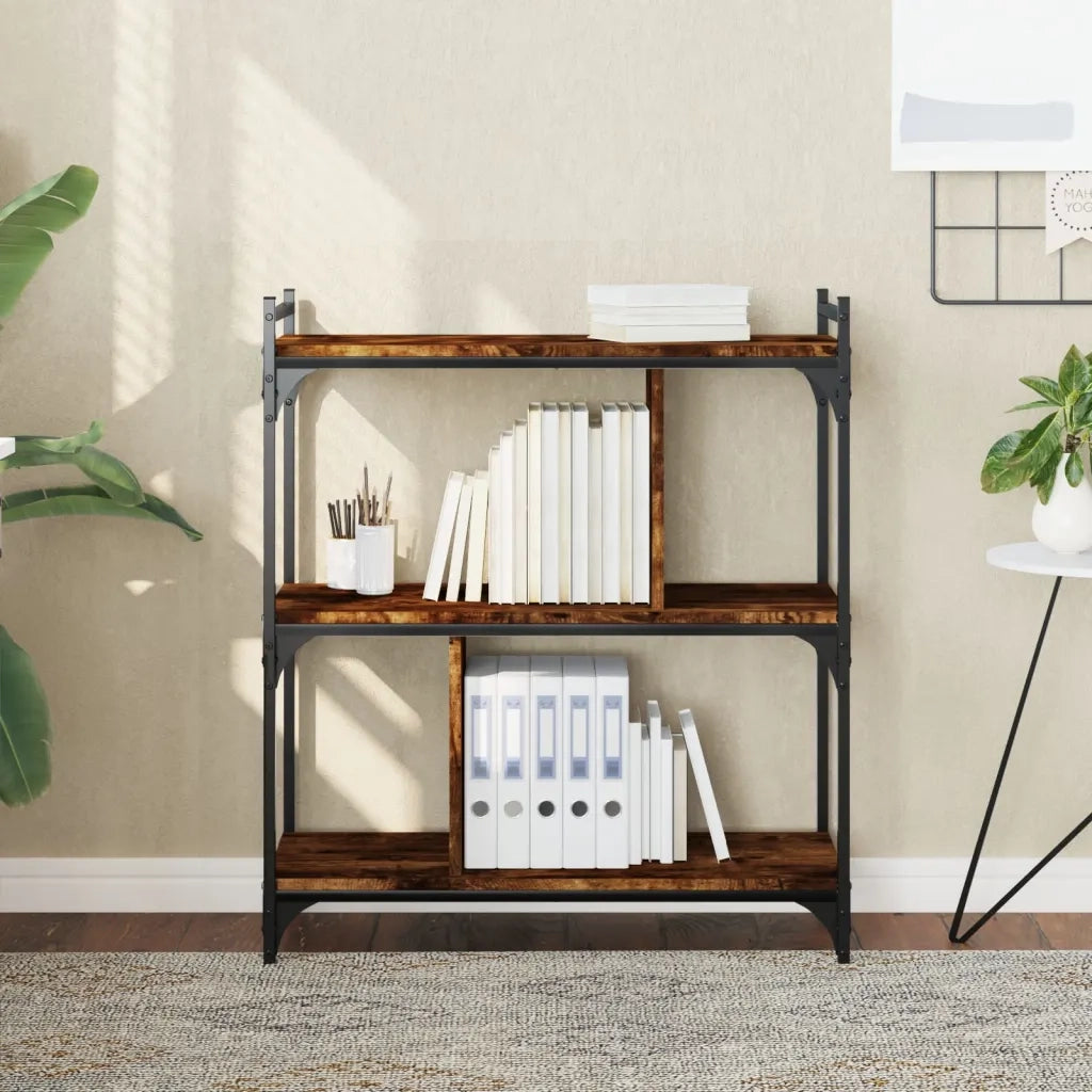 Libreria Rovere Fumo 3 Ripiani 76x32x88 cm Legno Multistrato 833932