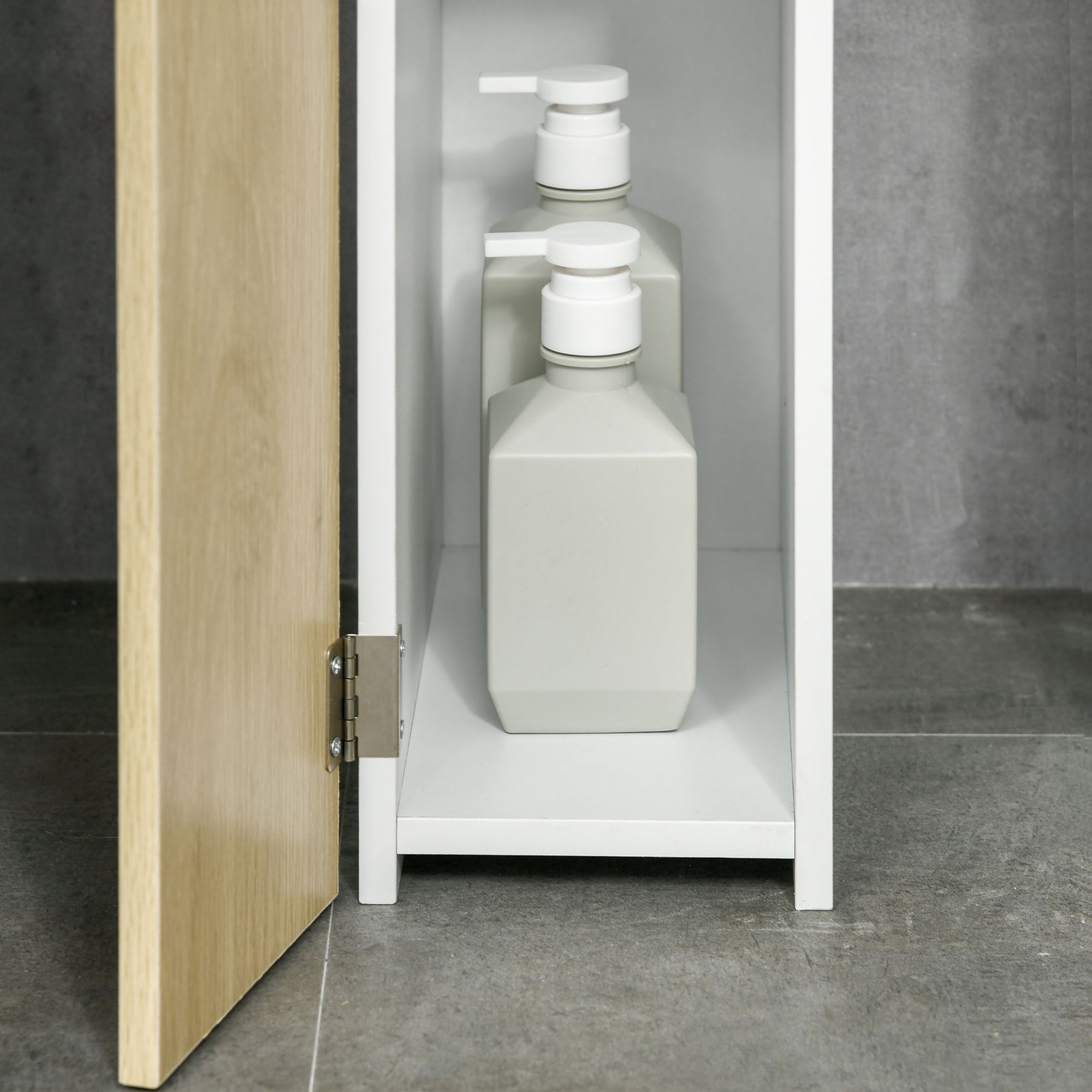 Mobile a Colonna 2 Ripiani 2 Armadietti 15,2x29,8x118 cm in MDF e Legno Truciolare Bianco e Legno
