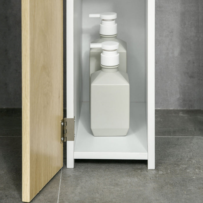 Mobile a Colonna 2 Ripiani 2 Armadietti 15,2x29,8x118 cm in MDF e Legno Truciolare Bianco e Legno