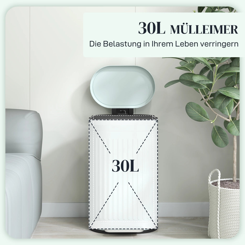 Cestino 30L con Coperchio a Pedale e Inseritore Estraibile ¨C Zephmum ¨C Verde 36.5x31.2x60.8 cm
