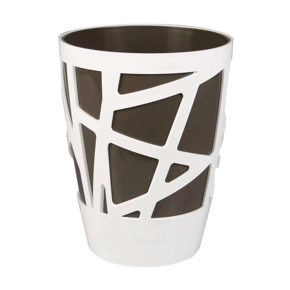 Vaso per Piante Interno Moderno Auto Irrigazione Mosaic Curve Hight 13 Idel Colore: Bianco/Taupe