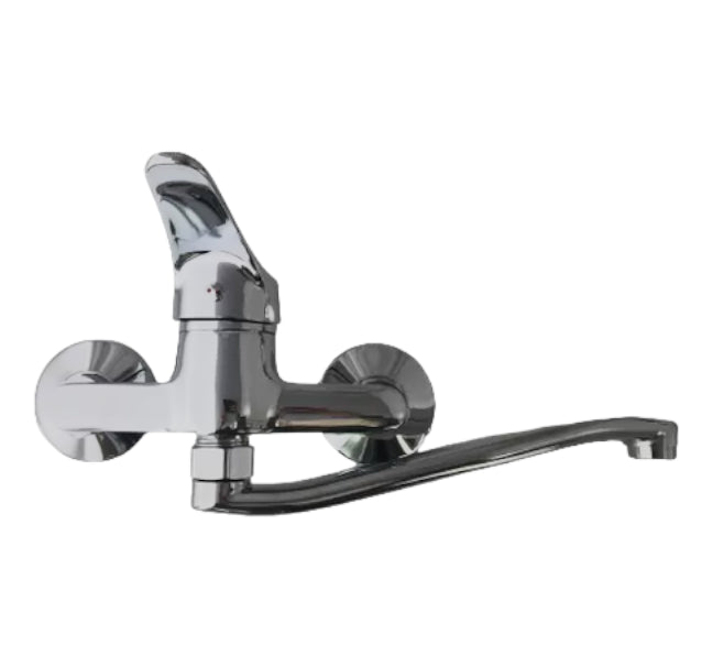 Rubinetto miscelatore per bagno o cucina con attacco a parete