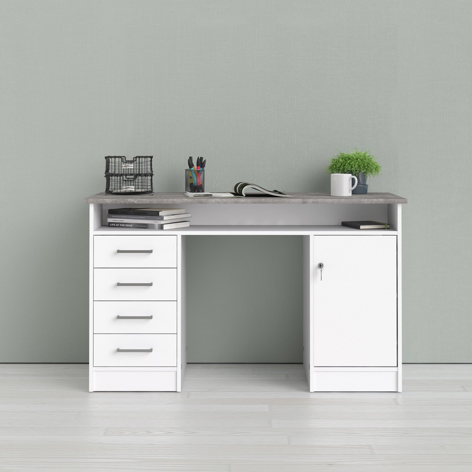 kit scrivania function plus 126x55x75 cemento cod:ferx.7580