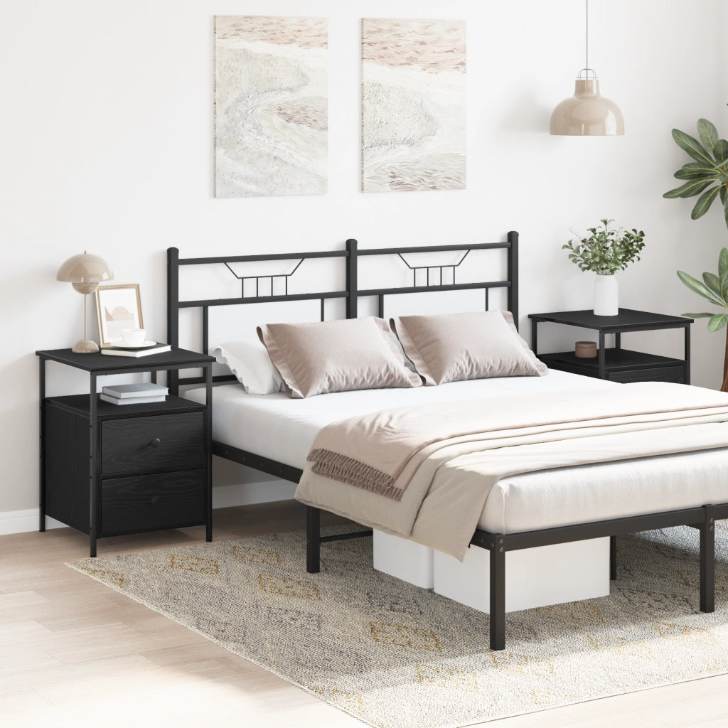 Comodini 2 pcs Nero Rovere 44x45x60 cm Legno ingegnerizzato