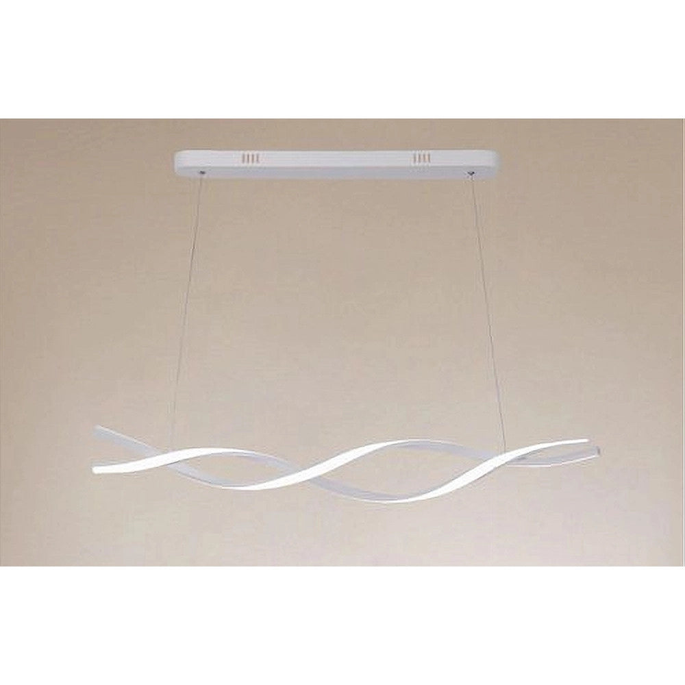 Trade Shop - Lampadario Led A Sospensione 48w Bianco Spirale Ondulato Vortice Intrecciato Luce 4000k 32484 -