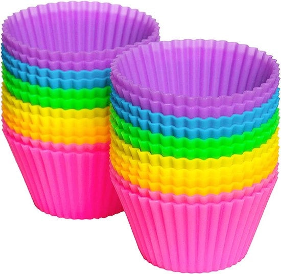 24 pezzi di silicone per muffin - forme per muffin - forme per muffin in silicone - set di forme per muffin multicolore