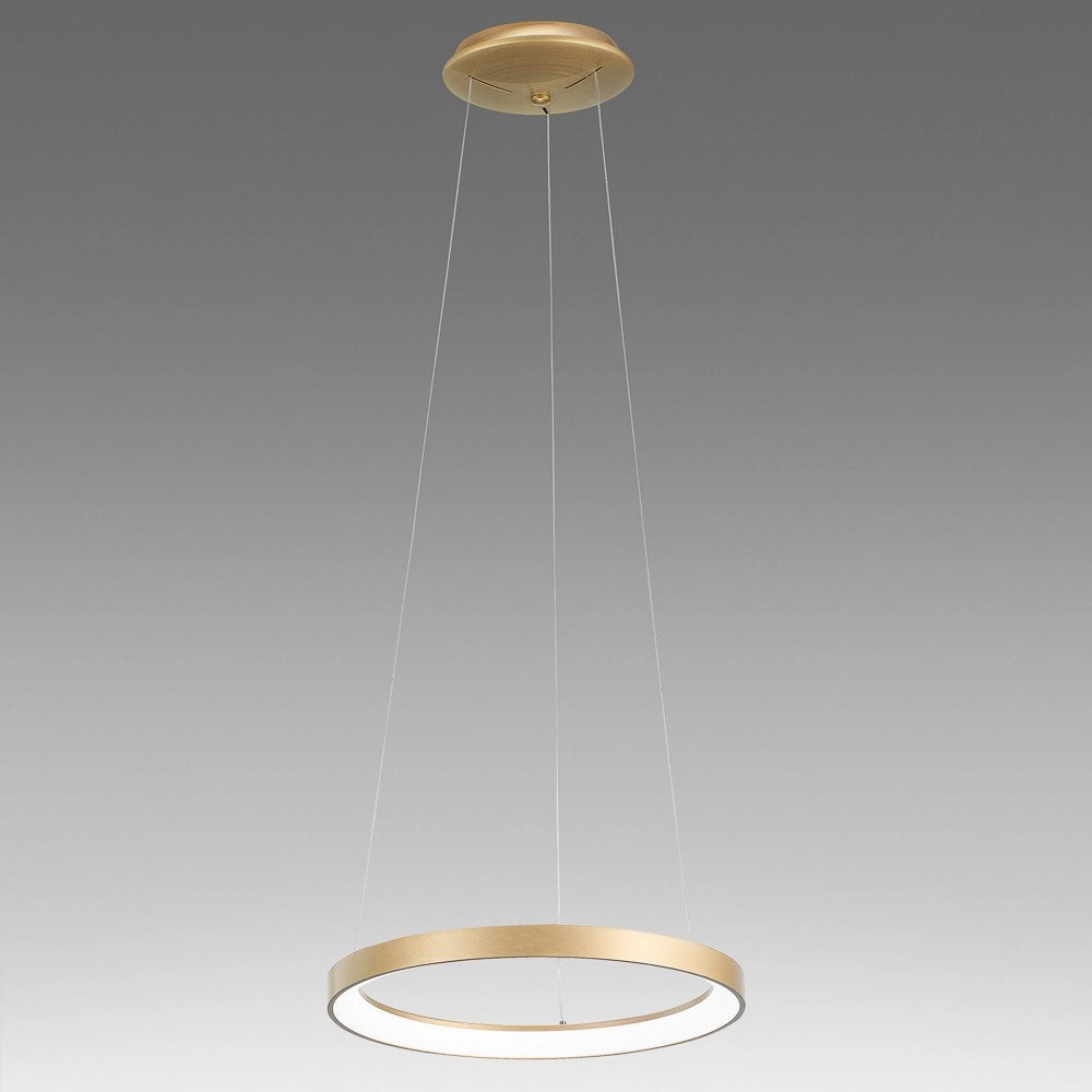 Lampada a sospensione KRIZIA S/P 3000K Oro - LED 30W 2200lm dimmerabile taglio fase + push in alluminio spazzolato - Gea Luce