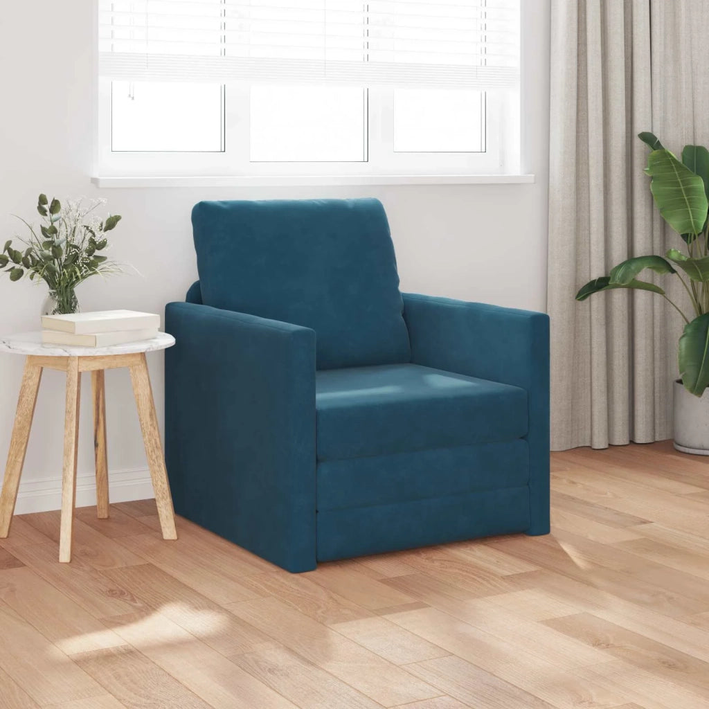 Divano letto | Sof¨¤ letto | Letto singolo Blu 74 x 77 x 81 cm Velluto
