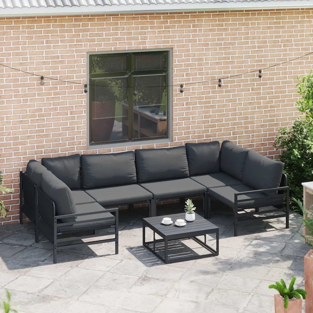 Set Divano da Giardino con cuscino 6 pcs Nero Acciaio 3378966