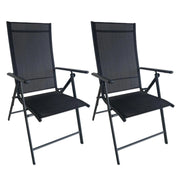 SET 2 SEDIE PIEGHEVOLI ANTIBES 7 POSIZIONI STRUTTURA IN ACCIAIO SEDUTA IN TEXTILENE COLORE NERO 57X68X105 CM