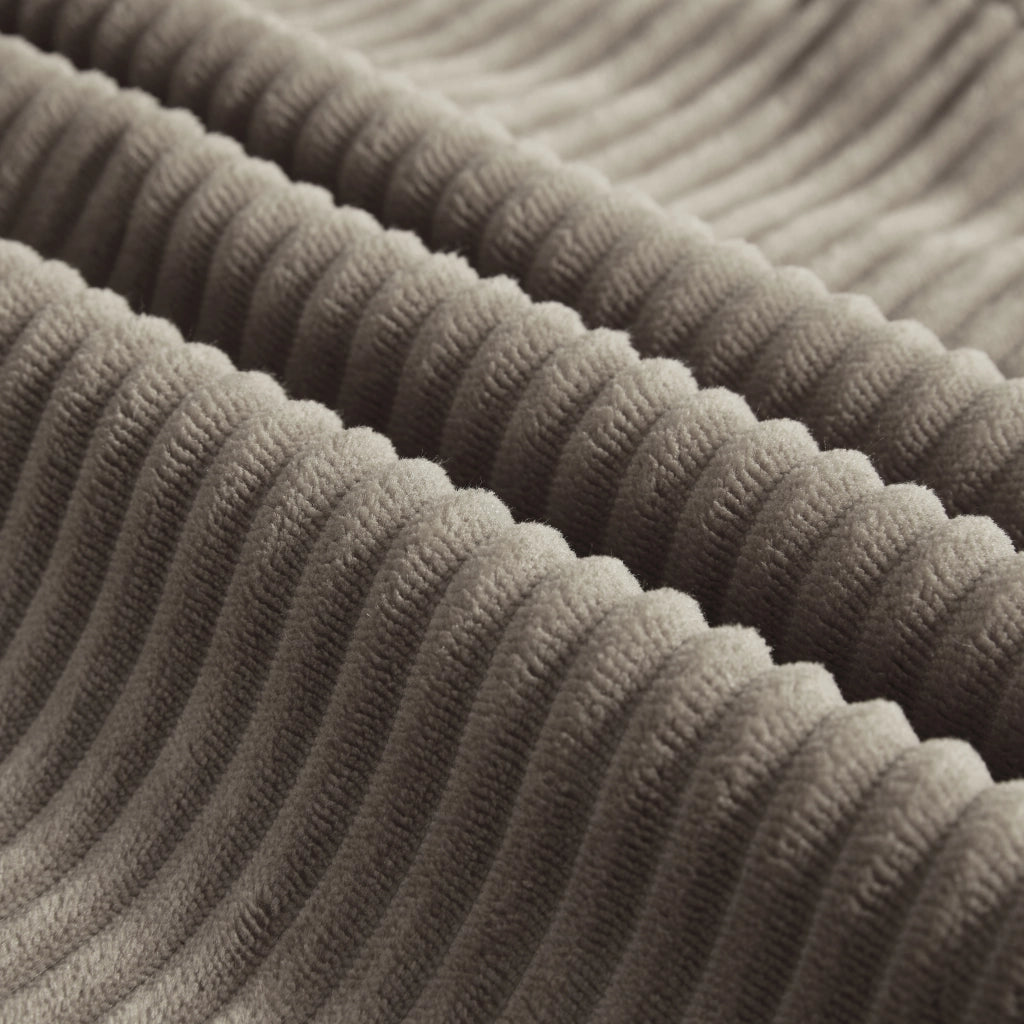 Divano angolare modulare - con design trapuntato - in velluto a coste - taupe