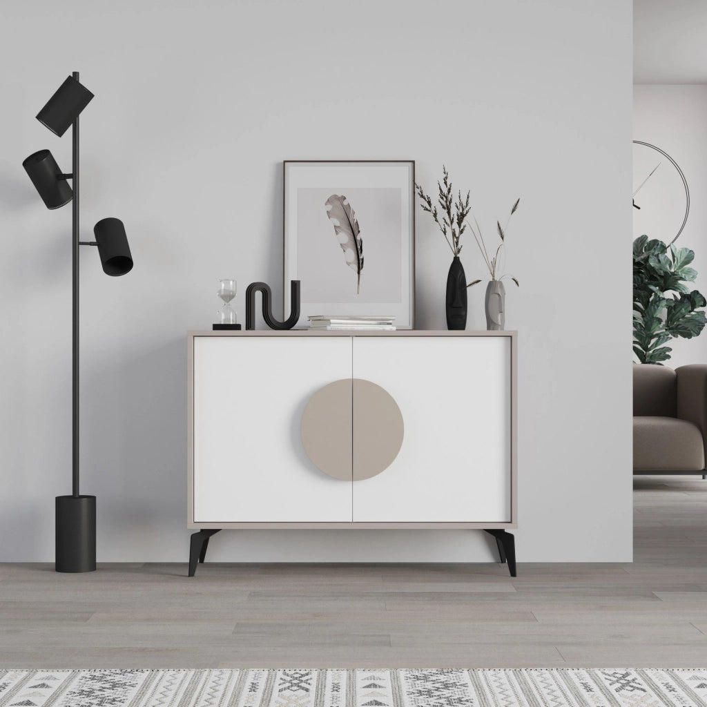 Credenza in legno "Gora" - 110 x 36 x 82 cm - Marrone chiaro moka