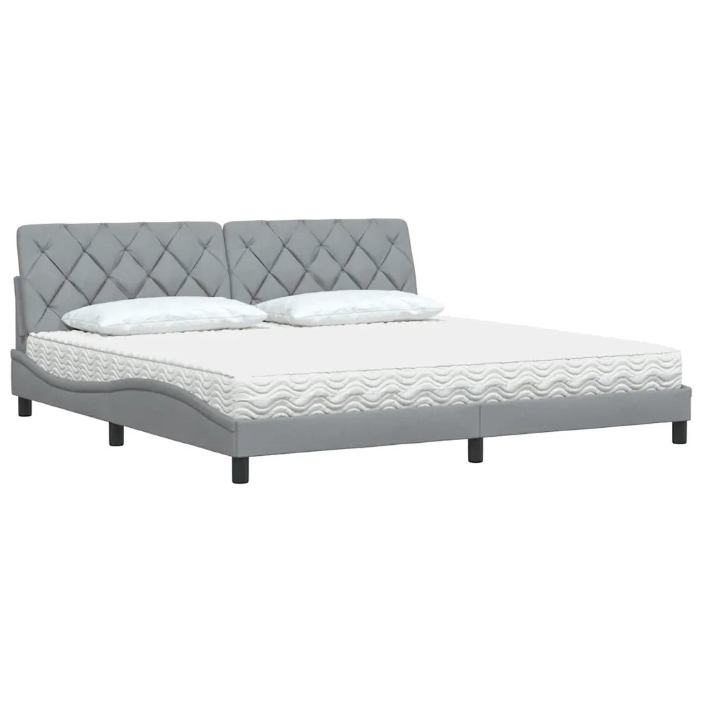 Letto con Materasso Grigio Chiaro 200x200 cm in Tessuto 3310762