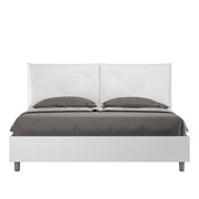 Letto matrimoniale con rete 160x200 bianco frassino cuscini similpelle bianco Egos Appia