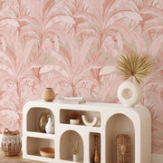 Carta da Parati Jungla Tropicale Rosa Carta Vegana 250x200cm 5,5mq 