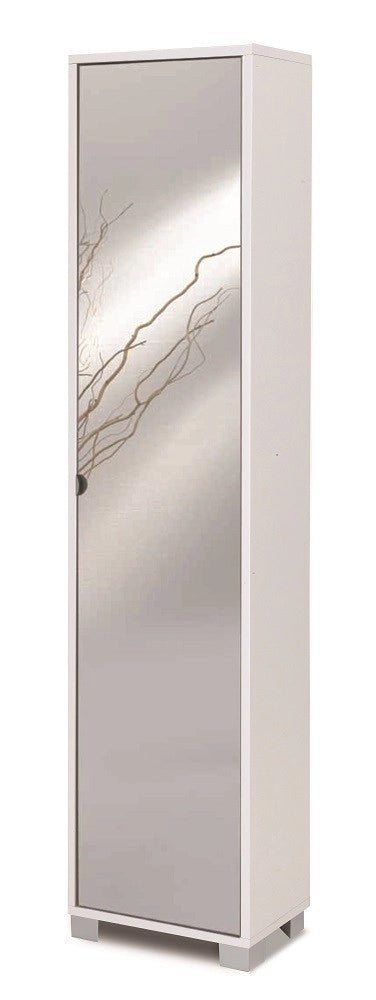 KIT MOBILE COLONNA 4 CON SPECCHIO H190 L43 P29 Cm RIPIANI FINITURA BIANCO FIAMMANTE SARMOG 744spk