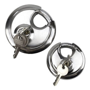 Trade Shop - Lucchetto In Acciaio Corazzato Blocca Disco Per Moto Bici 90mm Con 2 Chiavi -