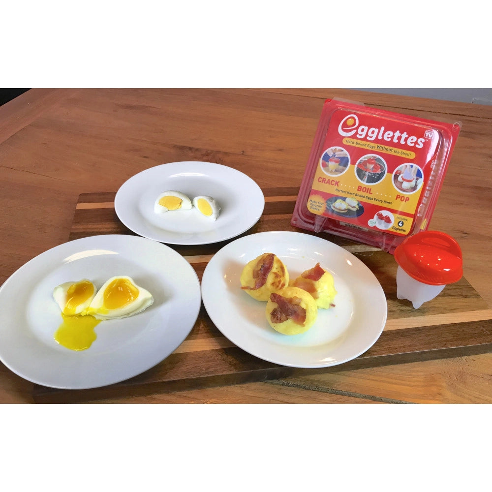 Trade Shop - Cuoci Uova In Silicone Senza Guscio 6 Pz Uovo Sodo Frittata Omelette Egglettes -