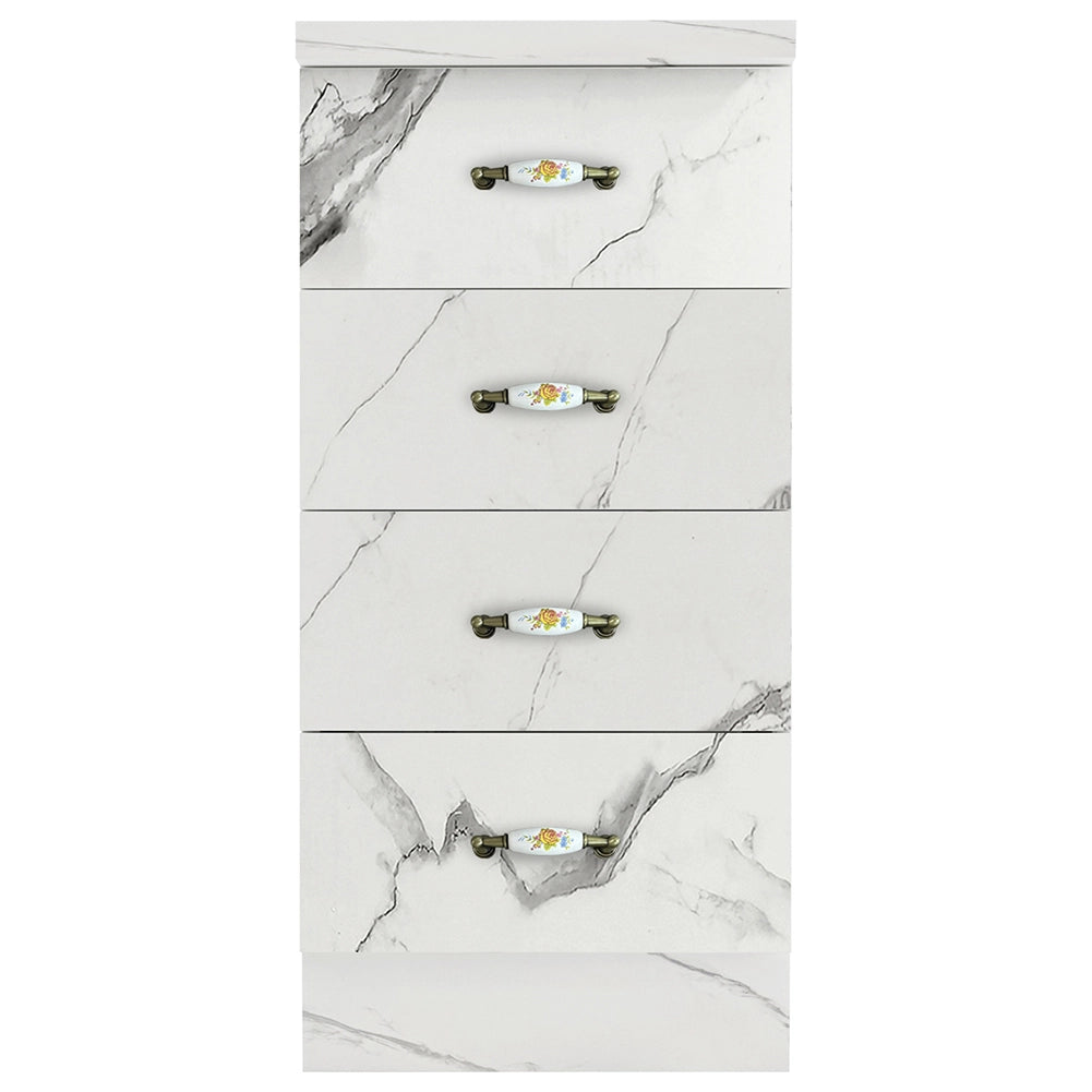 Mobile da Cucina Cassettiera 4 Cassetti 40x50x85 cm in Legno Bianco Effetto Marmo