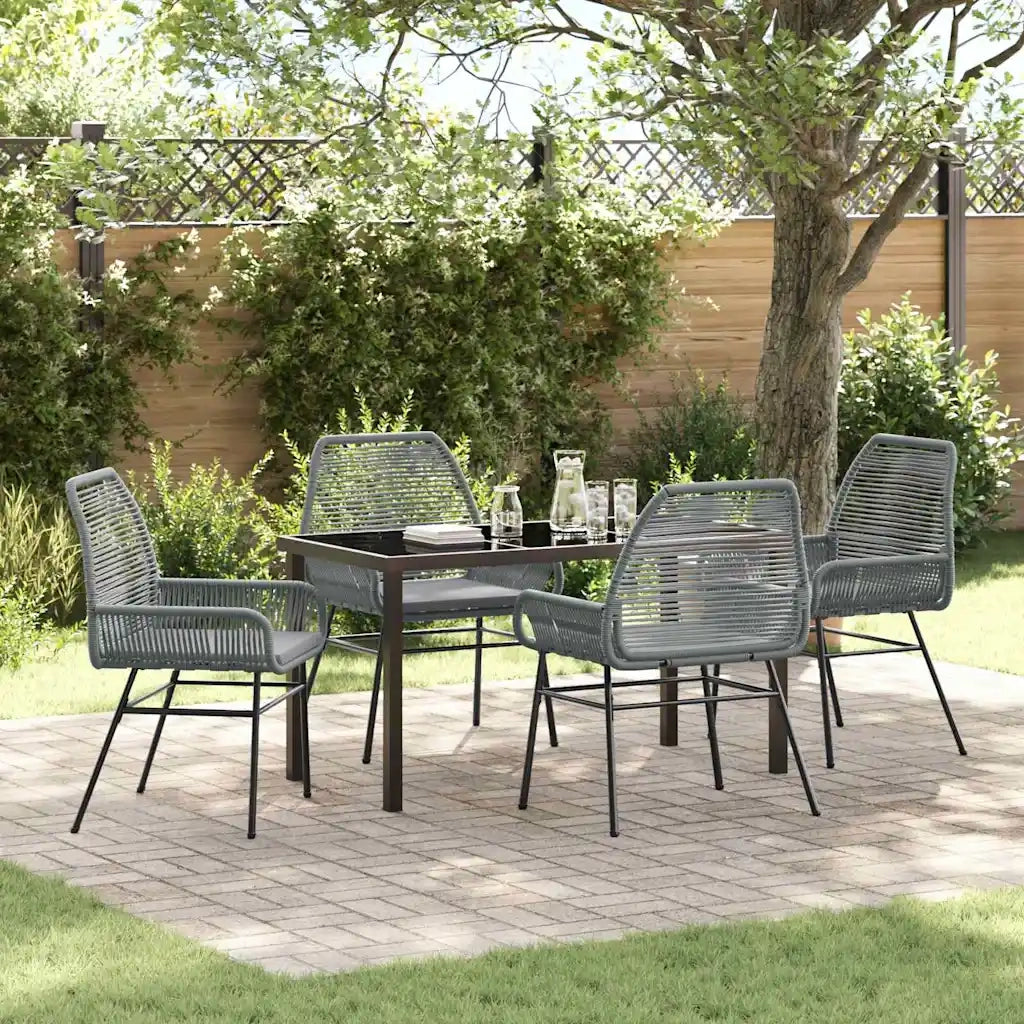 Set da Pranzo per Giardino con cuscino 5 pcs Grigio polyrattan 3380885