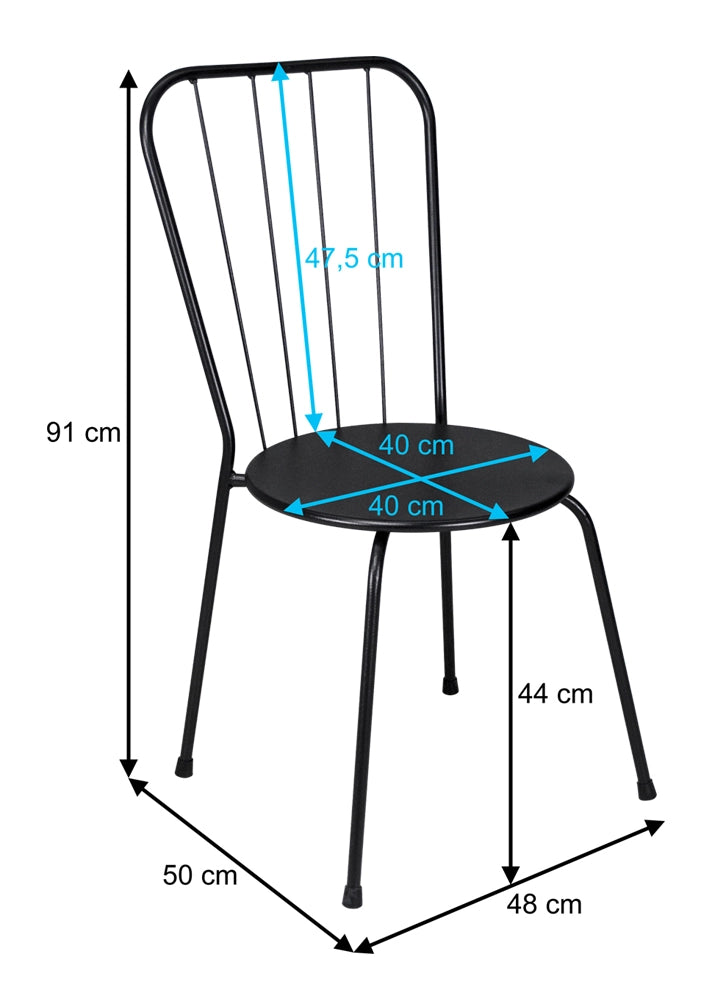 Sedia industriale in metallo nero, sedia da esterno impilabile (2 pz) - Molly - SD10MOM