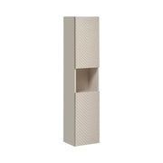 Colonna da bagno AOKI - 2 porte - Finitura beige cachemire con motivi a spina di pesce - L30 × P25 × H140 cm - Da appendere
