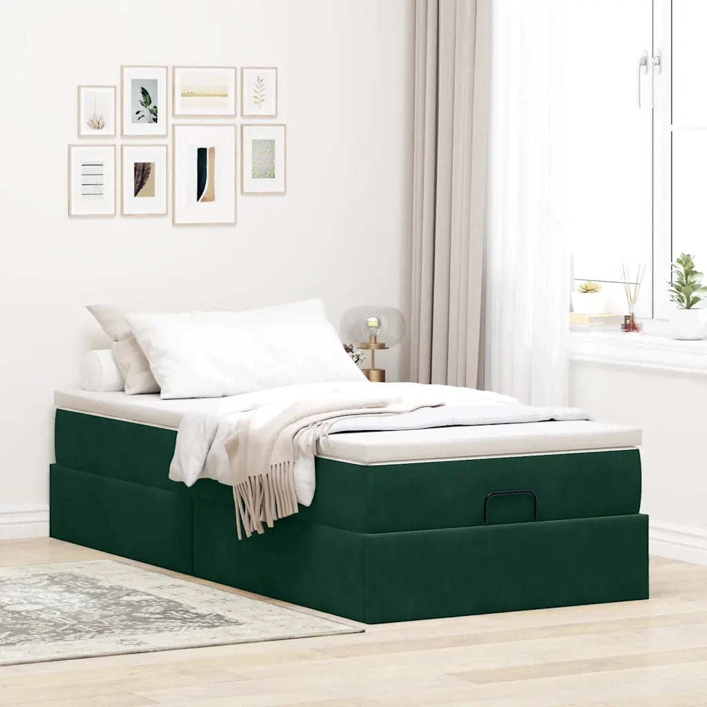 Struttura Letto Pouf con Materasso 90x190 cm in Velluto