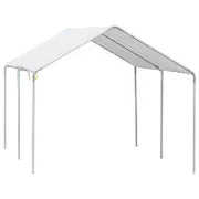Tendone per Auto in Acciaio Zincato con Kit di Ancoraggio, 5.95x2.94x2.6m - Bianco