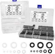 1600 pezzi di anello in nylon, set di anelli a sezione piatta, diversi diametri (nero e bianco) - M2, M2.5, M3, M4, M5, M6, M8, M10, M12 - per diverse applicazioni.