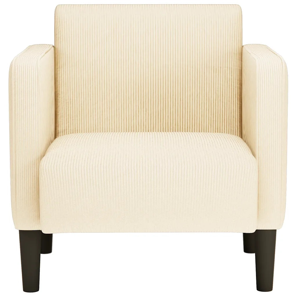 Divano Sedia con Braccioli-Poltrona-Sofa Relax Crema 54 cm Tessuto a Coste