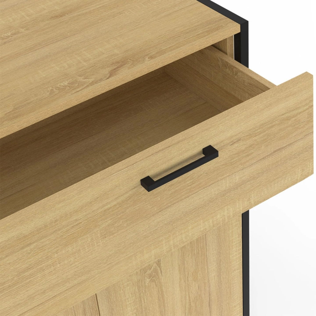 DETROIT Credenza da 100 cm con 3 ante e 1 cassetto, design industriale