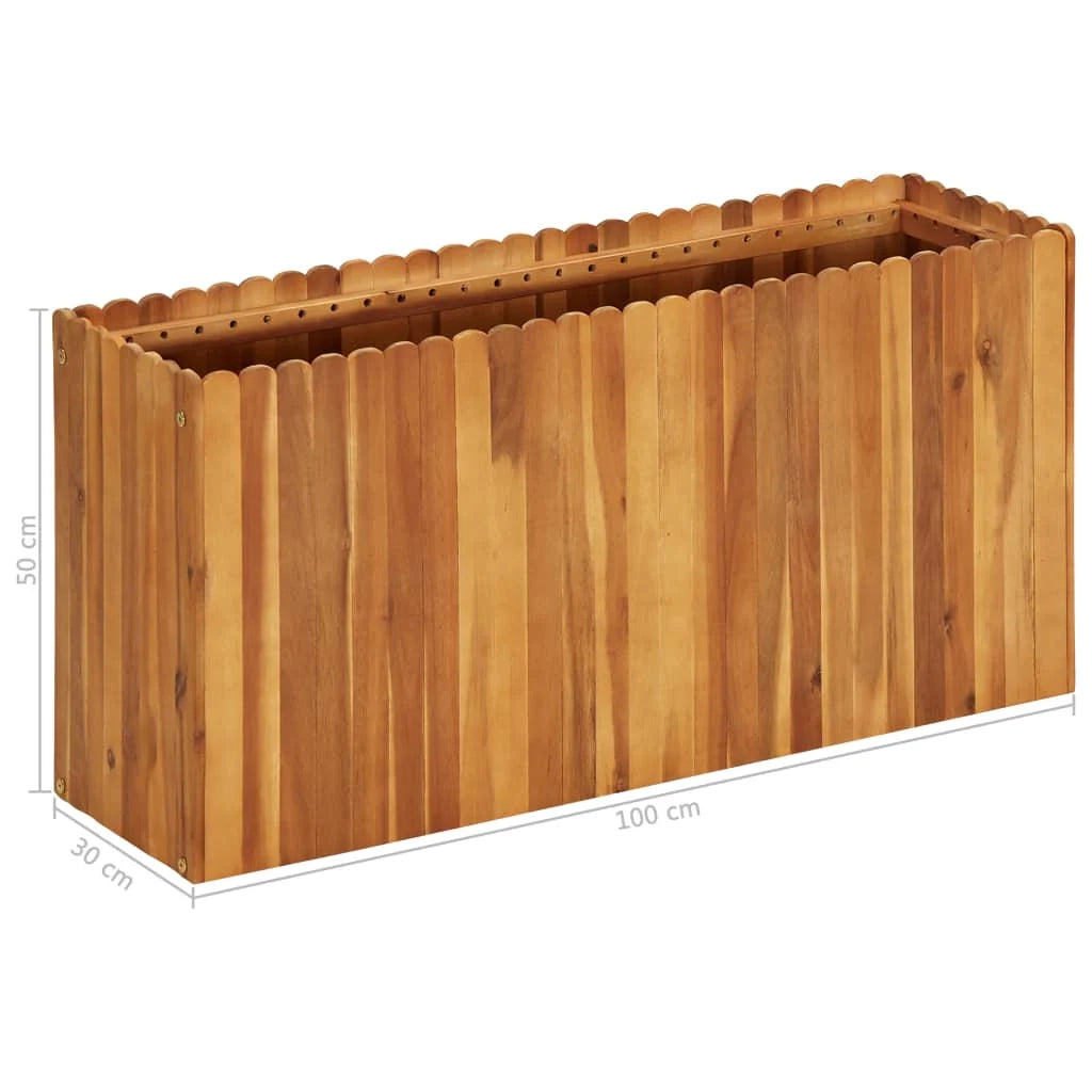 Fioriera rialzata per piante e fiori giardino 100 x 30 x 50 cm legno massello di acacia 02_0000975