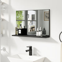 Specchio Bagno da Parete 60x12x40 cm con Mensola in Truciolato Nero