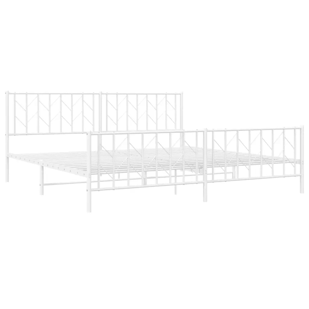 Giroletto con Testiera e Pediera Metallo Bianco 200x200 cm