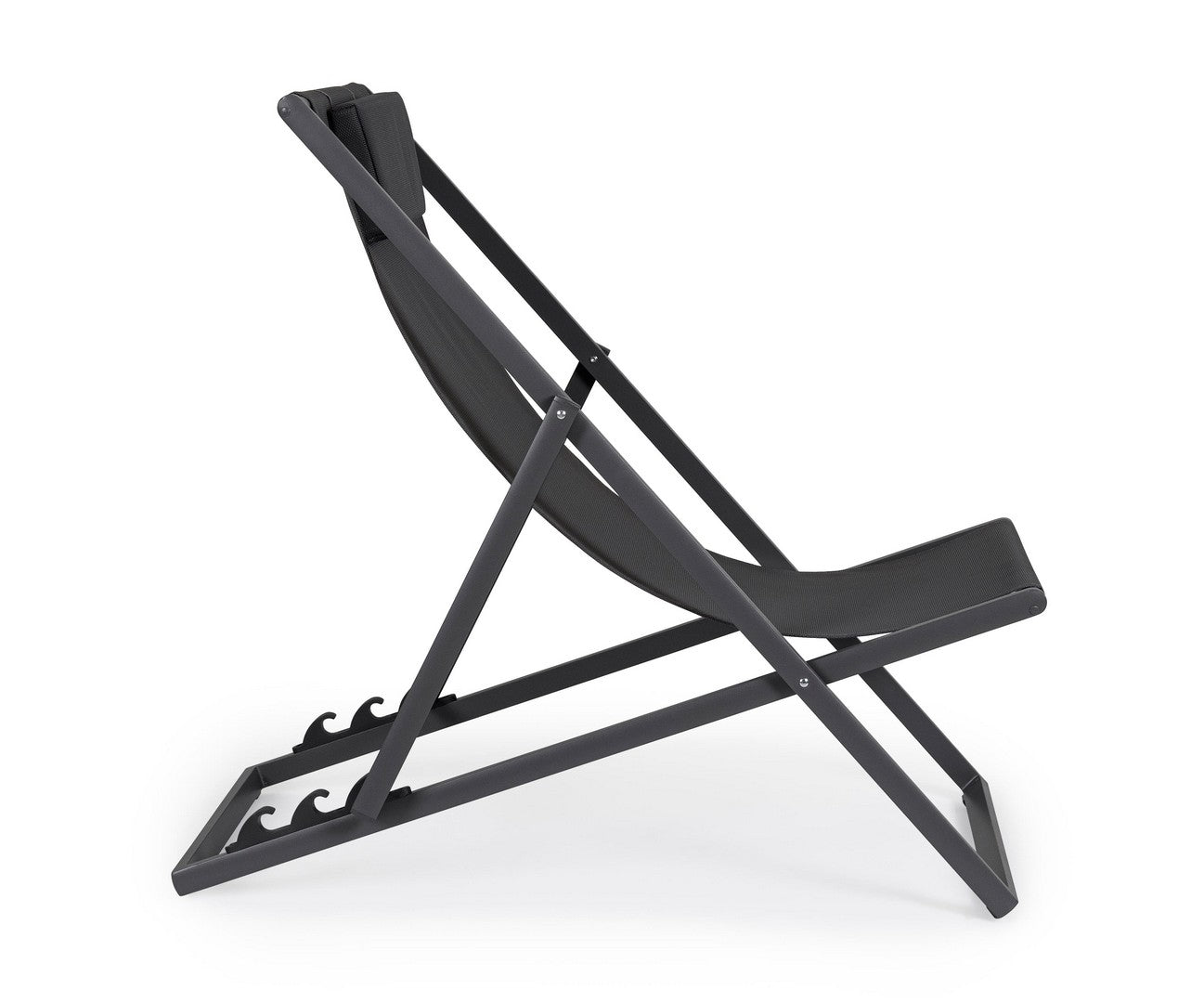 Set 4 Sedie Sdraio Reclinabile Pieghevole 60.5x101.5x73.5 cm in Alluminio Taylor Grigio Scuro