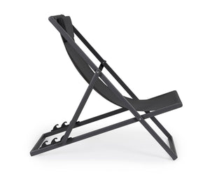 Set 4 Sedie Sdraio Reclinabile Pieghevole 60.5x101.5x73.5 cm in Alluminio Taylor Grigio Scuro