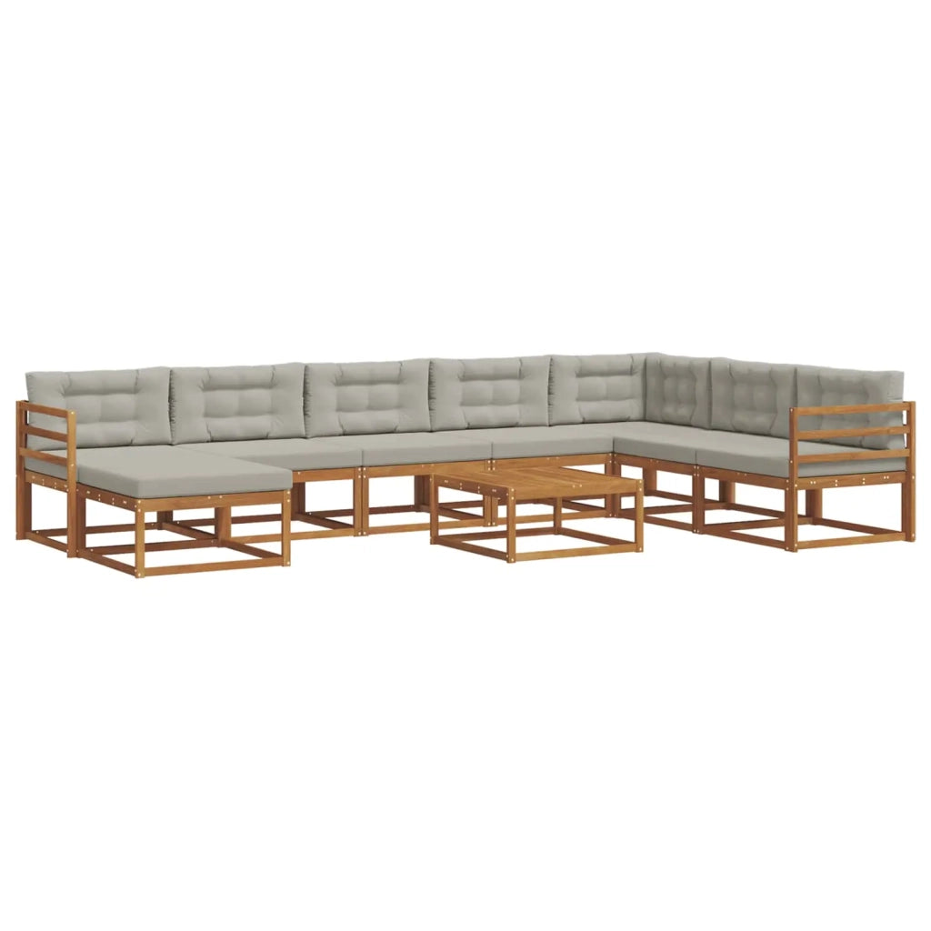Set di divani da esterno 9 pcs Grigio Naturale e Chiaro 3368019