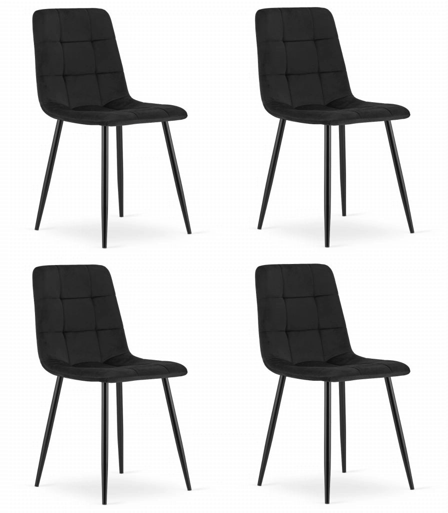 Sedia Valora PYRA in velluto nero dal design moderno per soggiorno x4