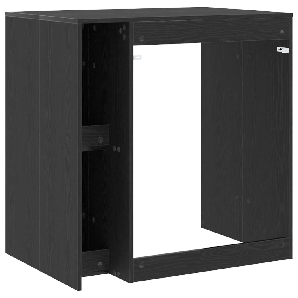 Mobiletto per lavatrice con porta Rovere Nero 87 x 60 x 89 cm 8006801