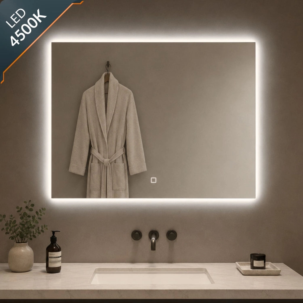 Specchio led rettangolare naxos elegante e funzionale per aree benessere *** misure 120x80 cm, confezione 1