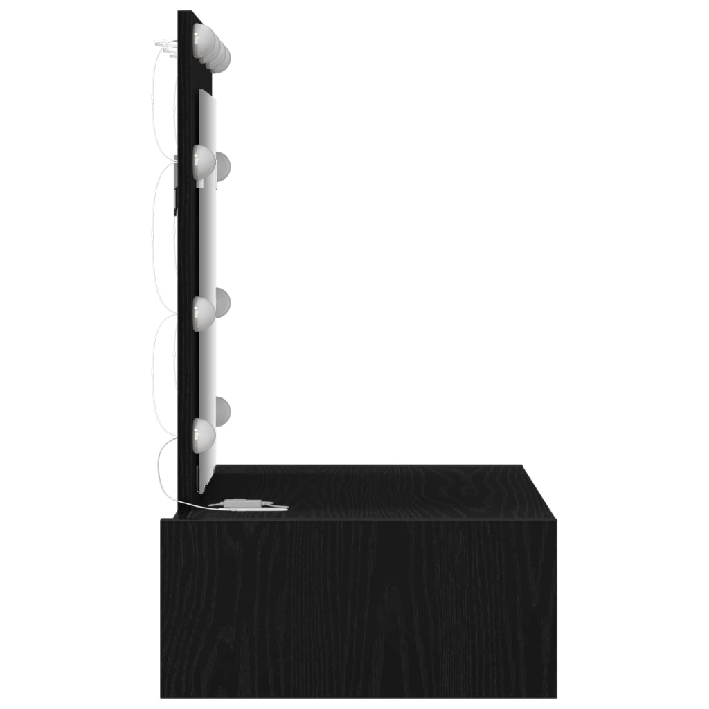 Toeletta da Parete con Luci LED - Rovere Nero