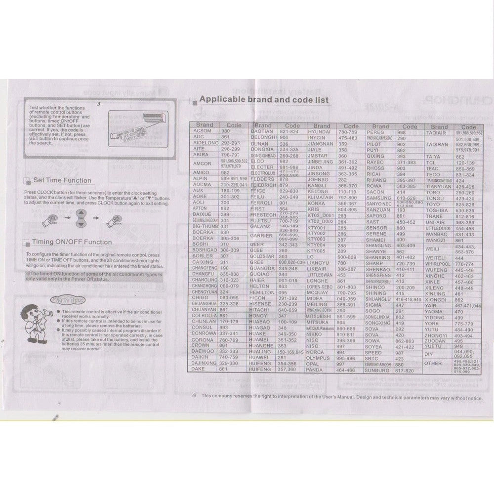 Trade Shop - Telecomando Universale Condizionatore Climatizzatore Aria Condizionata K-2012e -
