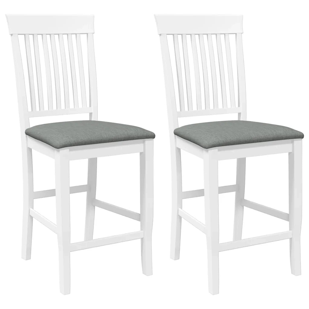 Sgabelli da Bar con Cuscini 2 pz Bianco Legno Massello di Hevea 4102572