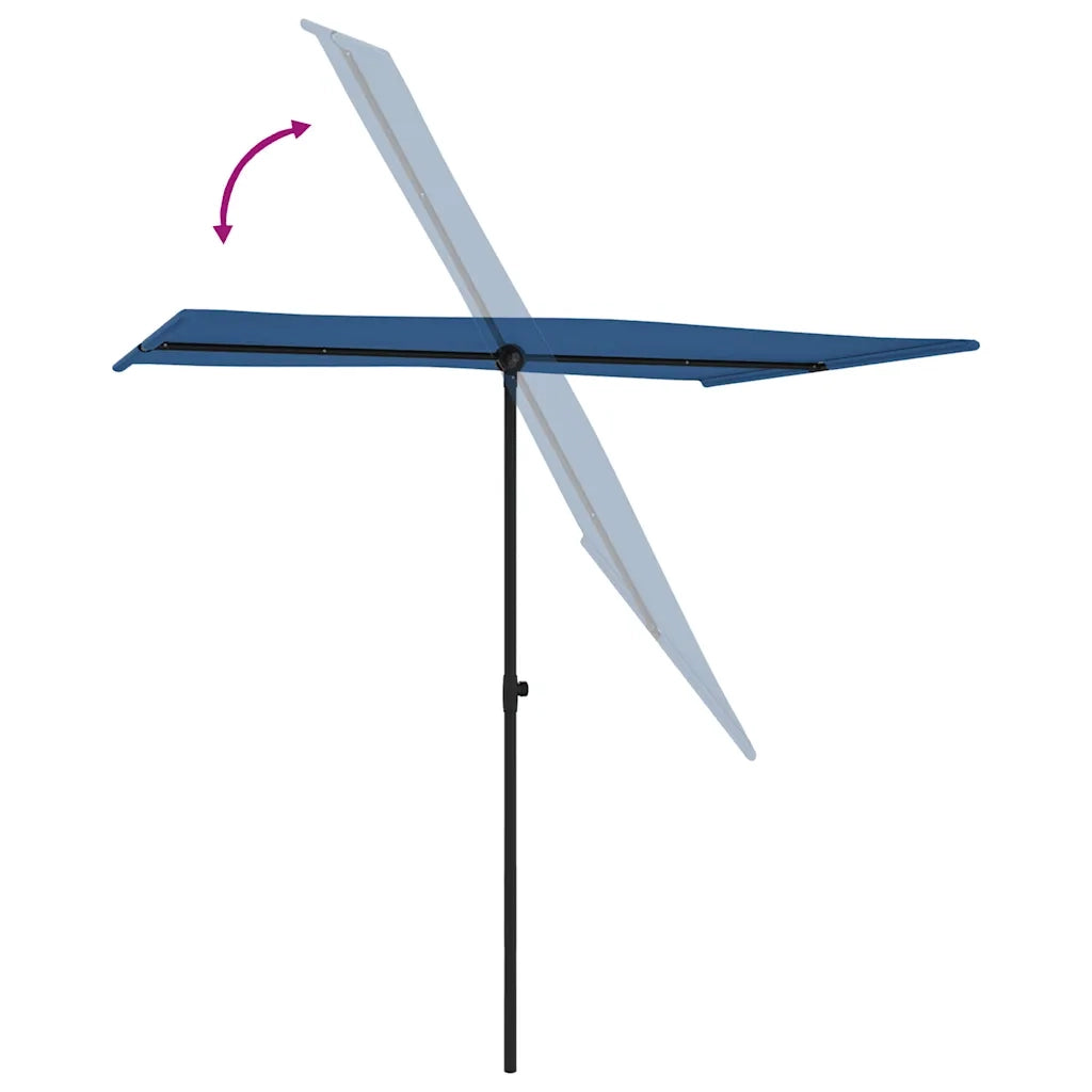 Ombrello | Parasolne da Giardino con Palo in Alluminio 2x1,5 m Azzurro